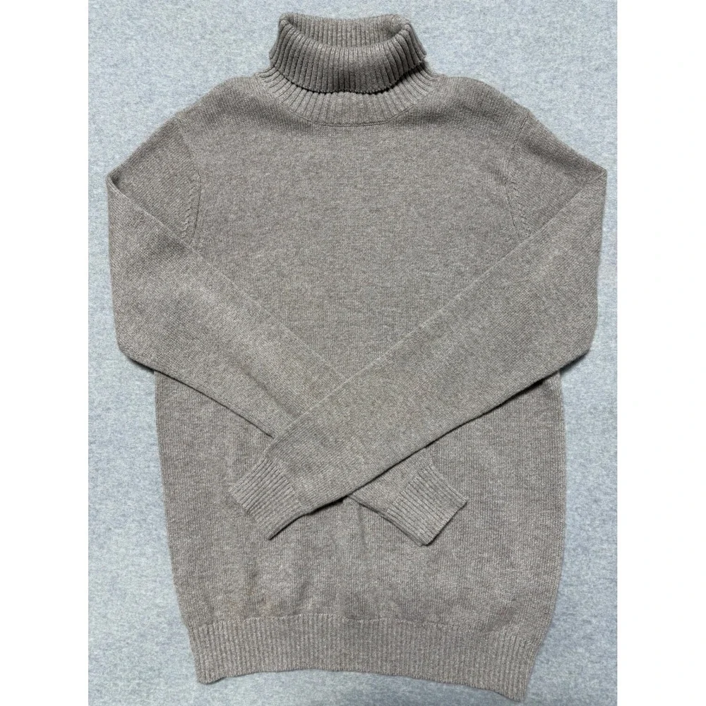 Old Navy‎ Mens Turtleneck Sweater Large Tall Brown Heathered Cotton Blend Knit